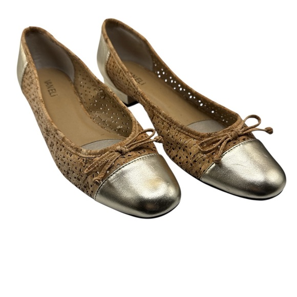 Vaneli Gold and Cork Flats size 11 - Picture 1 of 7